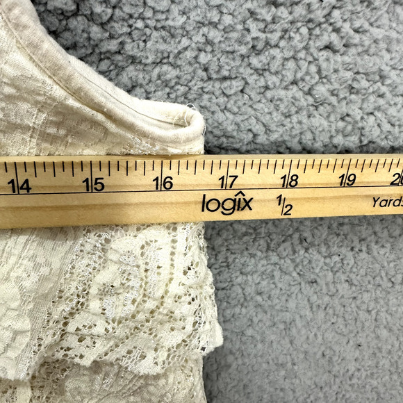 Pin and needles Tank Top Womens Medium Ivory Lace Zipper Ruffle Boho Cottagecore - Picture 5 of 6